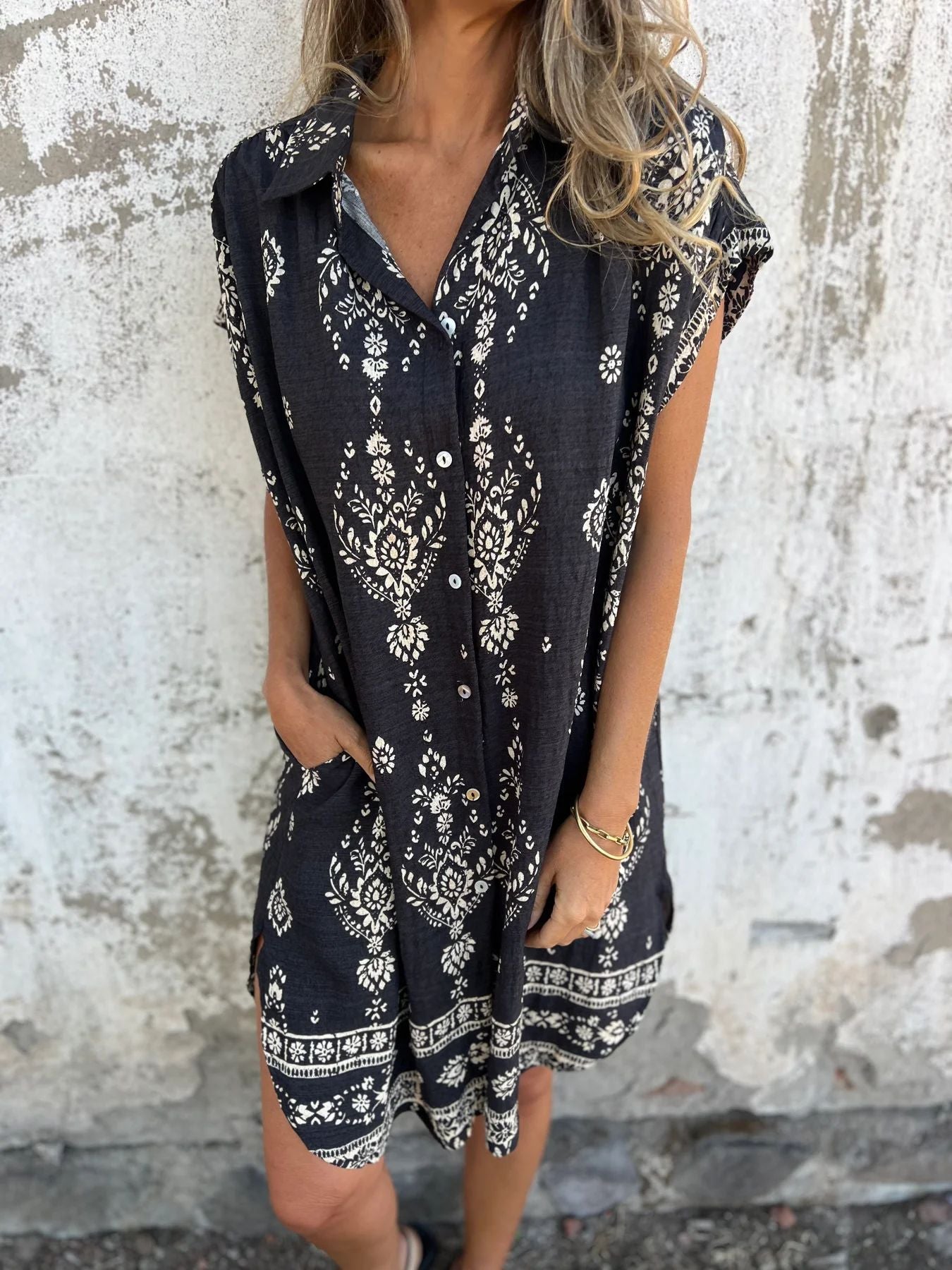 Mara | Loose-Fit Jurk met Korte Mouwen