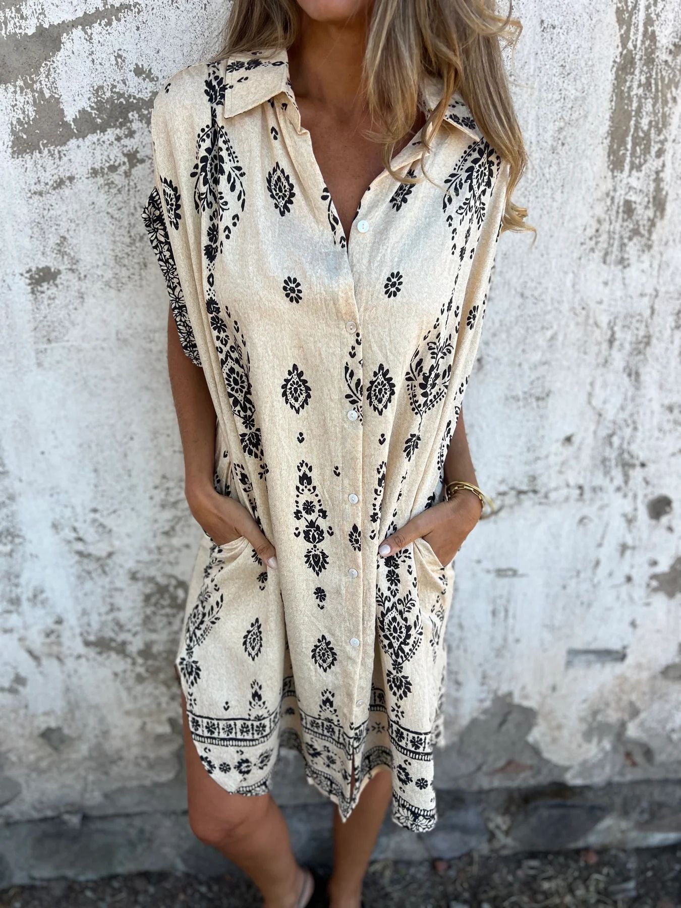 Mara | Loose-Fit Jurk met Korte Mouwen