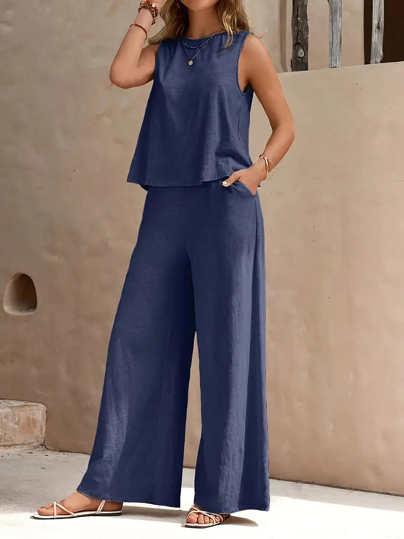 Fenna | Mouwloze Linnen Top + Gratis Linnen Broek