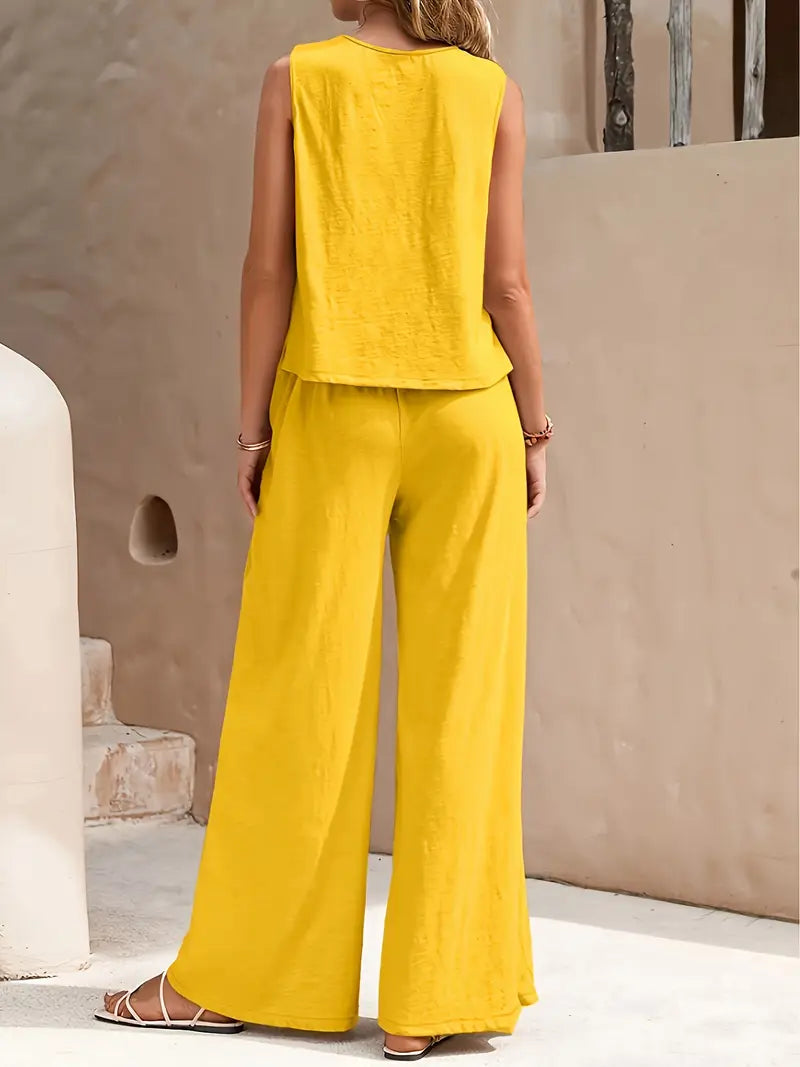 Fenna | Mouwloze Linnen Top + Gratis Linnen Broek