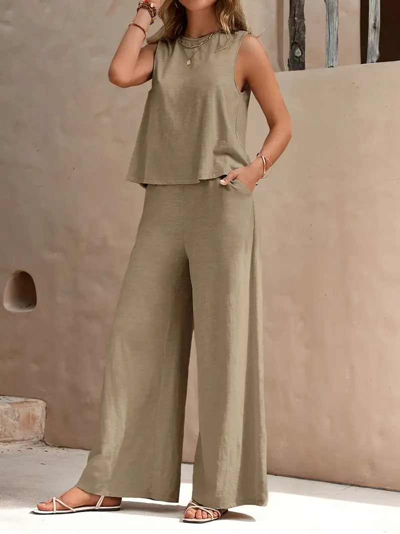 Fenna | Mouwloze Linnen Top + Gratis Linnen Broek